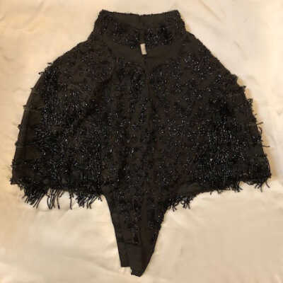 Black silk faille capelet with jet beads and fringe, c. 1890s