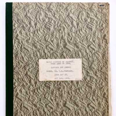 Copy of a handwritten history, from Thompson and West's 1878 Atlas, 1939