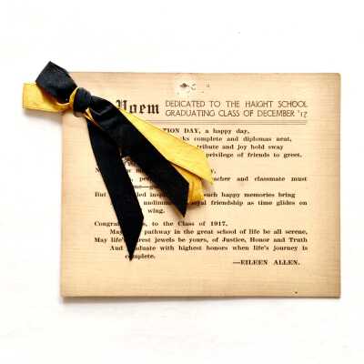 Printed poem dedicated to Haight School graduating Class of December, 1917