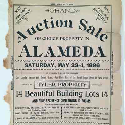 Real Estate Auction flyer for lots near Everett and Lincoln, 1896