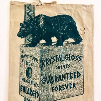 Photo envelope advertising Licoln Park Pharmacy, c. 1931