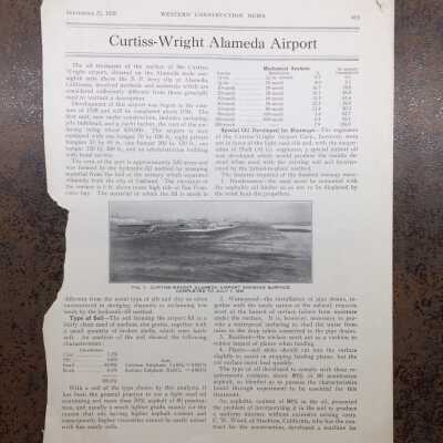 Article about construction of the Curtiss-Wright Alameda Airport, 1930