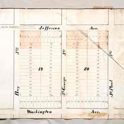 Subdivision map Block 19 and 20, St. Paul / Jefferson / Washington, c. 1870s