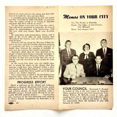 Pamphlet 'Memos on Your City' from City Manager CArl Froerer office, 1955