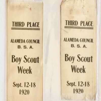 Boy Scouts third place ribbons of Dick Bartell, 1920