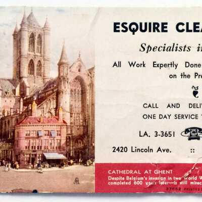 Ink blotter advertising Esquire Cleaners Inc., c. 1940s
