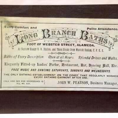 Photocopied advertising card for Long Branch Baths, prior 2006