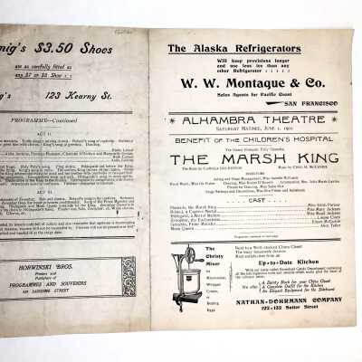 Program for performance of 'The Marsh King', June 1, 1901