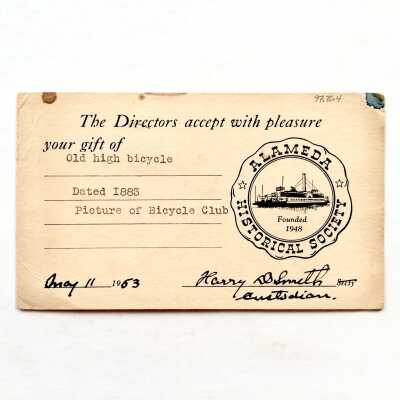 Postcard from the Historical Society thanking Mrs. Edwards for donation, 1953