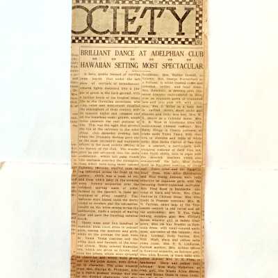 Clipping 'Brilliant Dance at the Adelphian Club', 1917