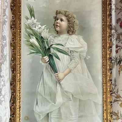 Framed print 'Easter Lilies' of the Fenn family, c. 1890s