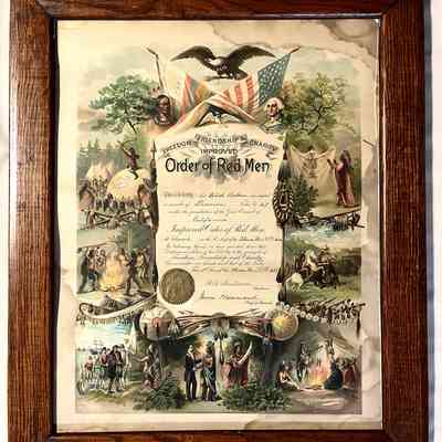 Certificate of membership Order of Red Men of P. M. Bulman, 1890s