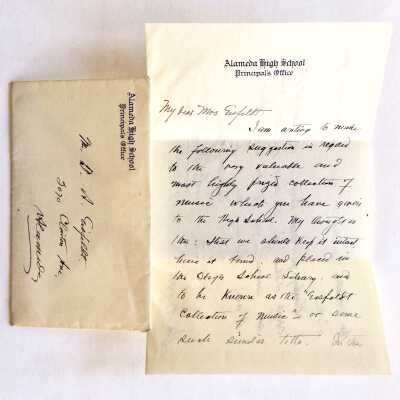 Letter & envelope re binding for music collection, 1916