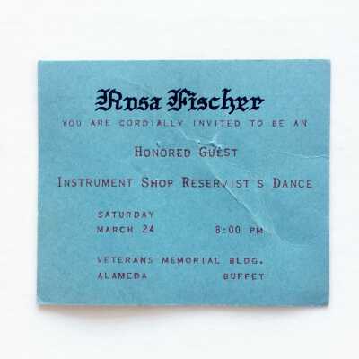 Admission ticket to a reservist Dance, Veteran's Building, for Rosa Fischer, prior 2015