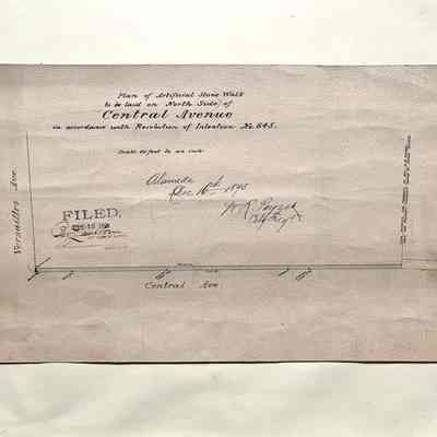 Drawing of changes to plan for artificial stone sidewalk North side Central Ave, 1895