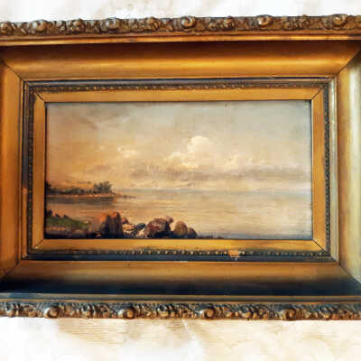 Framed picture of a coastal scene in Denmark, c. 1890s