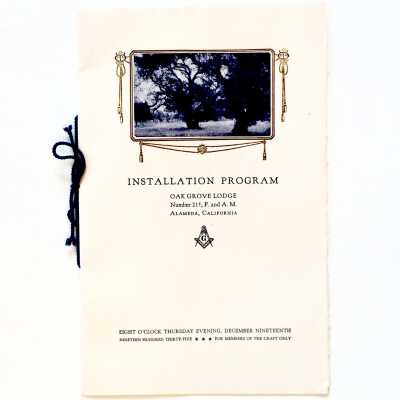Installation Program for the Oak Grove Lodge, Masons, 1935