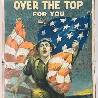 Red Liberty Loan 'Over The Top' WW-I poster by Sidney A. Riesenberg, 1917-1918