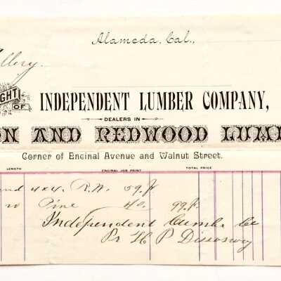 Invoice from Independent Lumber Co., 1891