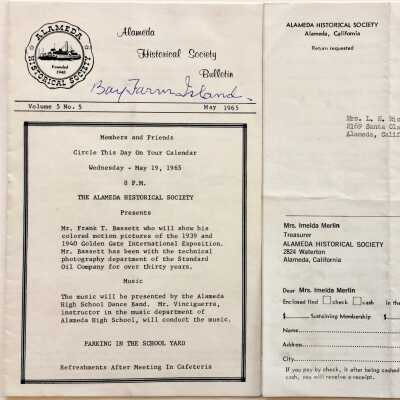 Copies of the Alameda Historical Society Bulletin, Vol. 5, No. 5, 1965