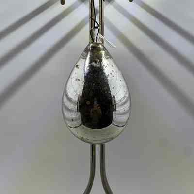 Silver Tear Drop Christmas Ornament, c. 1960s