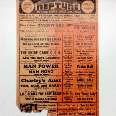 Neptune Theatre Coming Attractions Program, October 1941