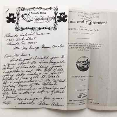 'California and Californians', History of the Lona Hazzard School, c. 1927