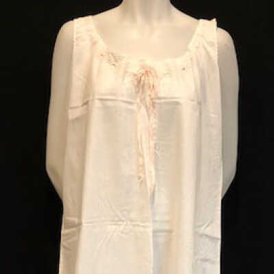 White cotton ballerina sleeveless nightgown with scoop neckline, c. 1920s