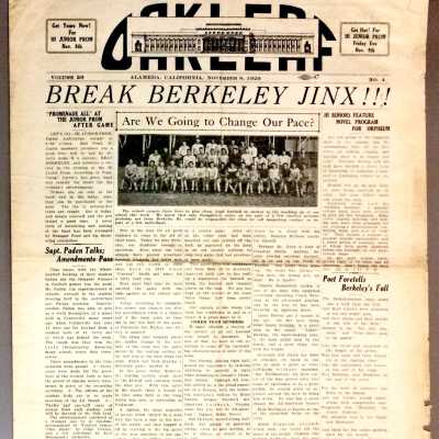 Alameda High School newspaper 'The Oak Leaf', November 8, 1929