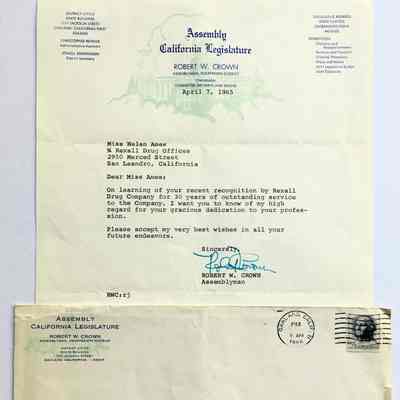 Letter to Helena B. Ames from Robert W. Crown, 1965