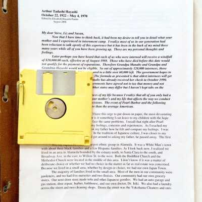 Autobiographical sketch and Diskette of Arthur Tadashi Hayashi, 2006