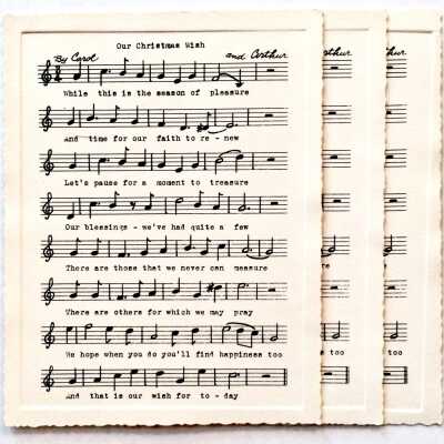 Music Sheets Christmas cards composed by Carol and Arthur Heche, prior 2002