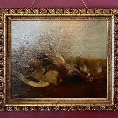 Oil Painting, Illinois Gaming Birds, by L.C. Earle, 1870
