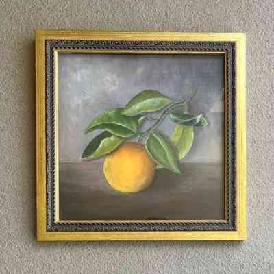 Oil painting of an orange, by Bertha May Meyers, 1890