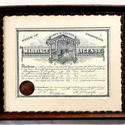 Marriage license of Benjamin Lamborn and Amanda Sylvester, 1895