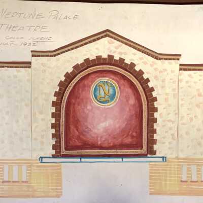 Pencil drawing of proposed Neptune Beach Palace Theatre, 1932