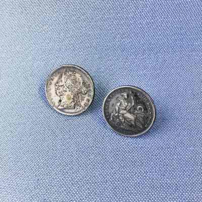 Cufflinks made of British silver coins, c. 1890s