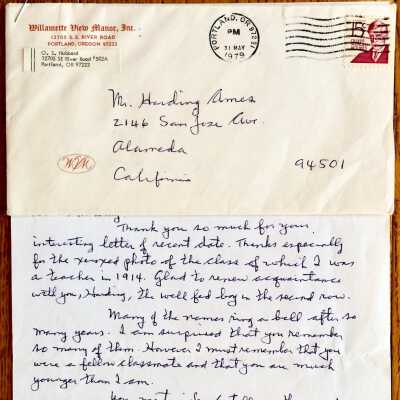 Letter and envelope from Lincoln Teacher O.S. Hubbard, 1914