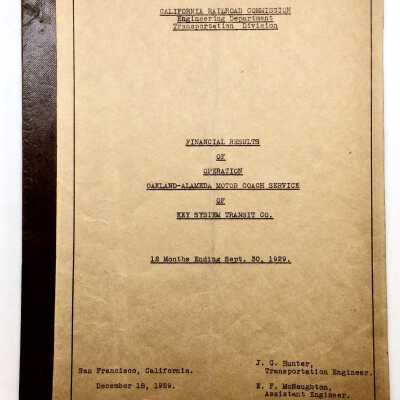 Report with map about Interurban Key System Bus Service, 1929