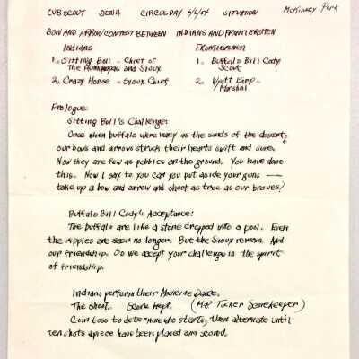 Agenda of activities for 'Circus Day', by Cub Scouts Den No. 4, 1954