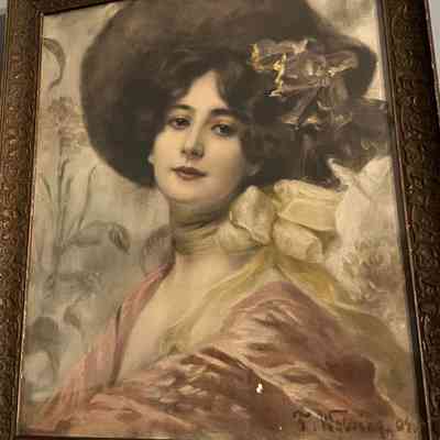 Framed print with likeness of Evelyn Nesbitt Fassett, c. early 1900s