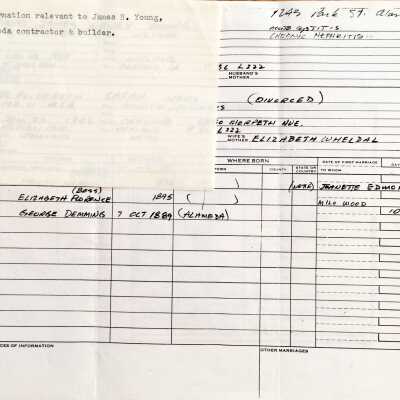 Death certificate of James Henry Young, and family record, 1937