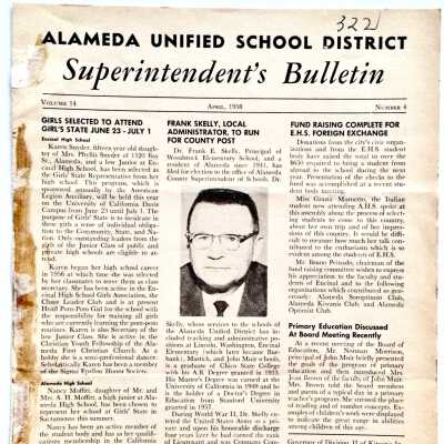 AUSD Superintendent Bulletin, April, 1958