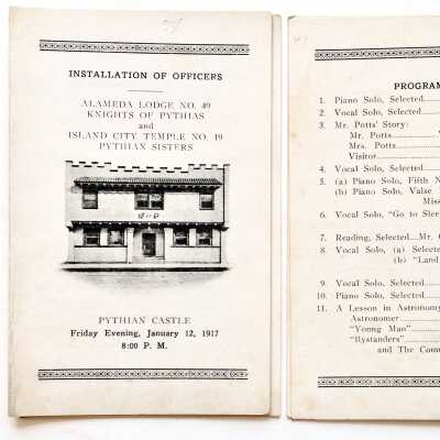 Program Installation of Officers, Knights of Pythias, 1917