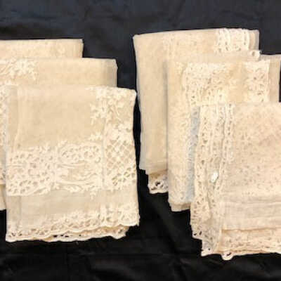 Haslett family off-white lace curtains, c 1900s