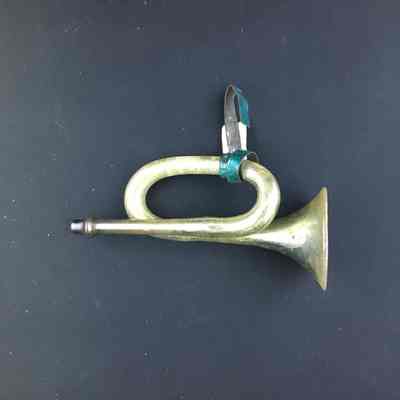 Glass Christmas ornament - trumpet, with silver-colored interior, c. 1920s