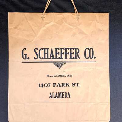 Advertising shopping bag from the G. Schaeffer Co., c. 1920s