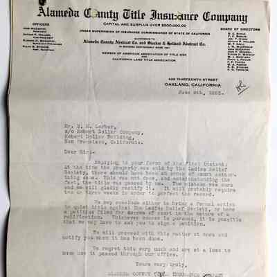Correspondence re property in the East end, with H. M. Lorber, 1923