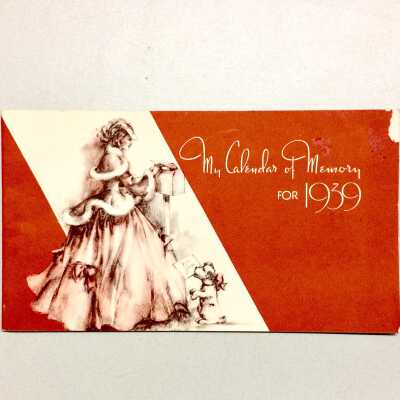 Calendar booklet by Gadsden Stationers, of 1435 Park Street, 1939