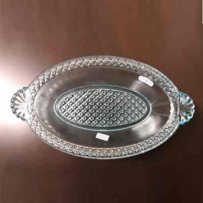 Pale blue oval relish dish of the Meyers family, 1880s or 1890s